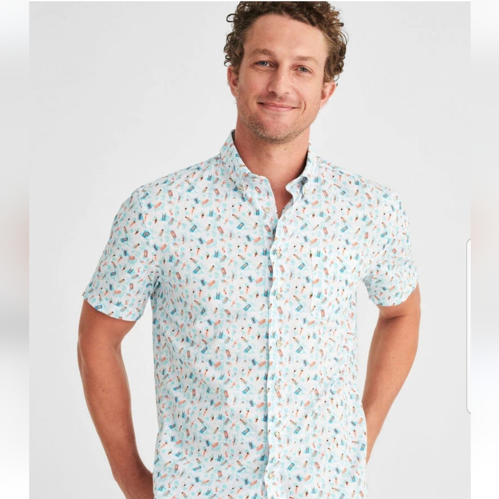NEW! Johnnie-O Floaty Hangin' Out Button Up Shirt - Malibu sz 2xl NWT